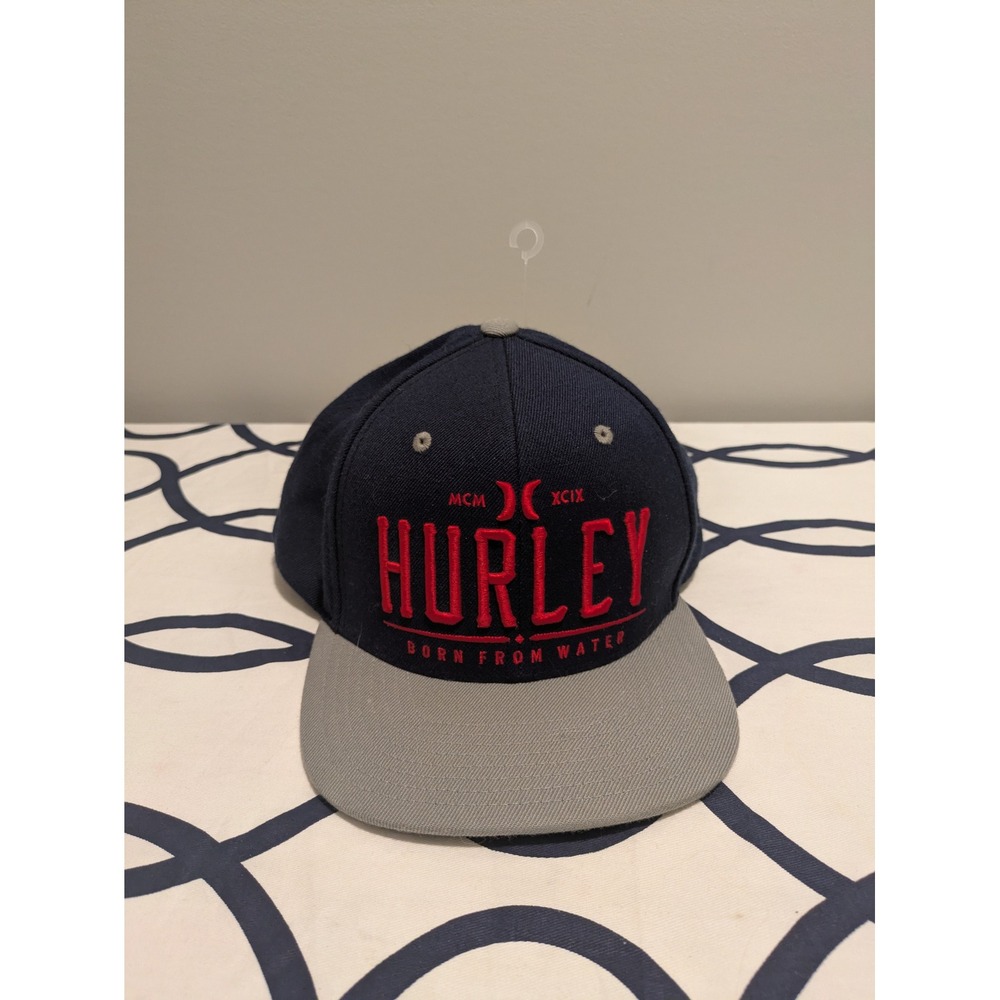 Hurley Mens Navy Blue Grey Snapback Hat Born From Water MHA0003360